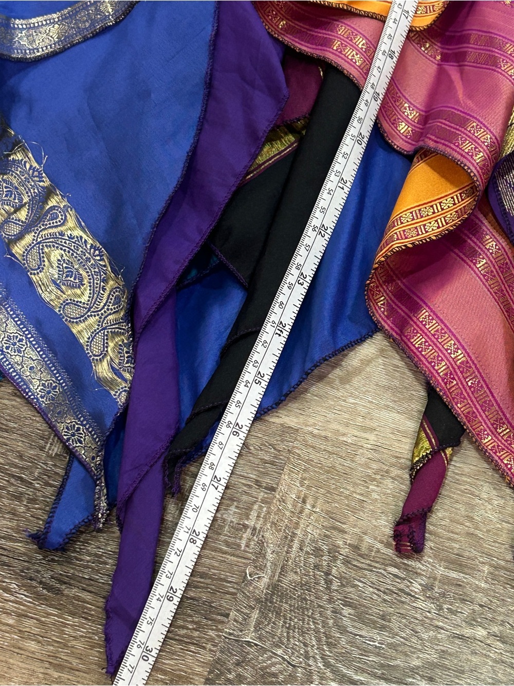 100% Silk Sari Handmade Handkerchief Skirt Boho Smocked Pixie Fairy Peacock⁠ - Picture 8 of 12